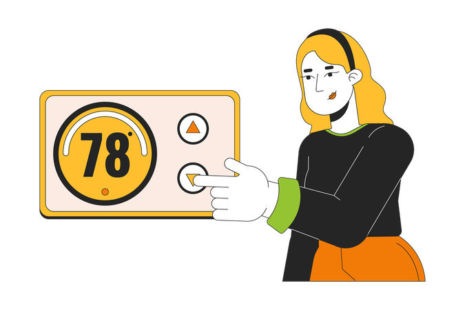 Woman Regulation thermostat  Illustration