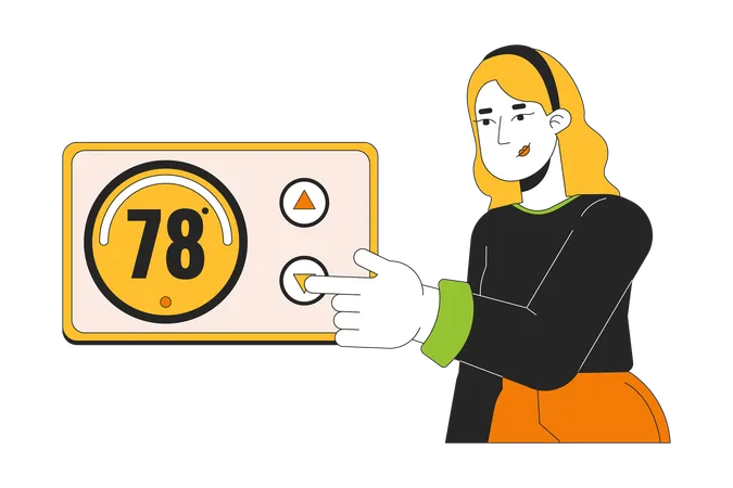 Woman Regulation thermostat  Illustration