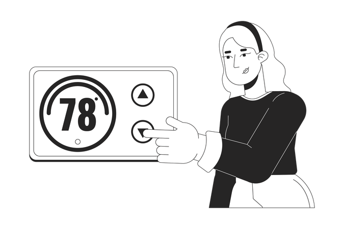 Woman Regulation thermostat  Illustration