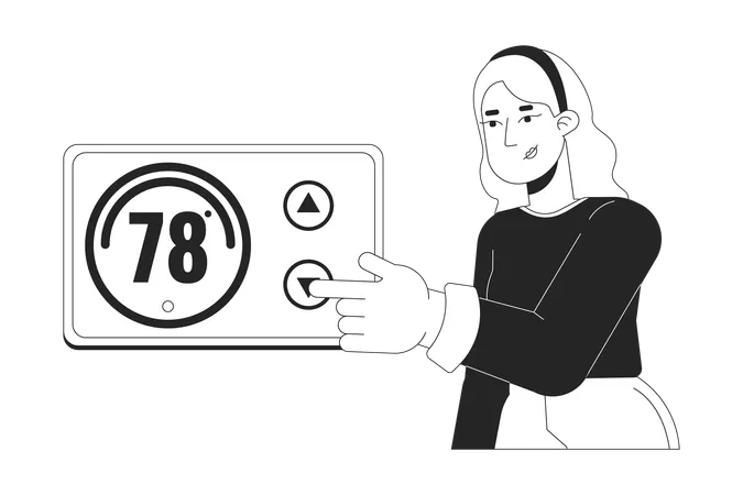 Woman Regulation thermostat  Illustration