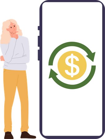 Woman reinvesting dollar  Illustration