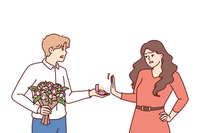 Woman rejects marriage proposal  Illustration