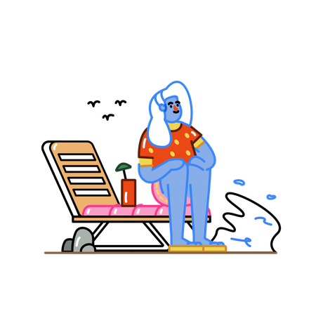 Woman relax and chill by the pool  Illustration