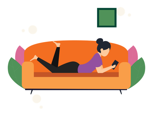 Woman Relax on Sofa  Illustration