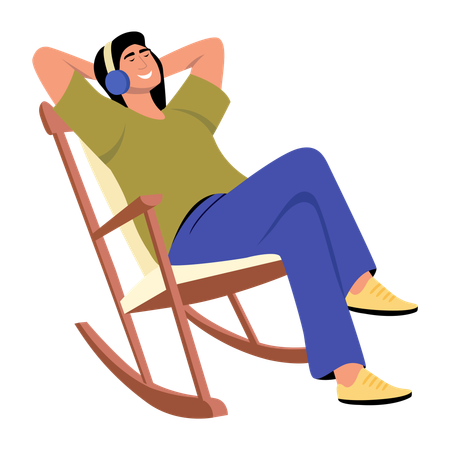 Woman relaxing and listening to music  Illustration