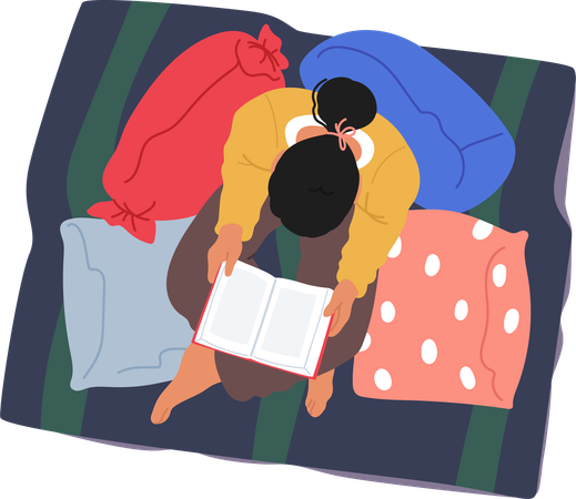 Woman Relaxing And Reading Book  Illustration