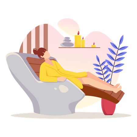 Woman relaxing and receiving care treatments  Illustration