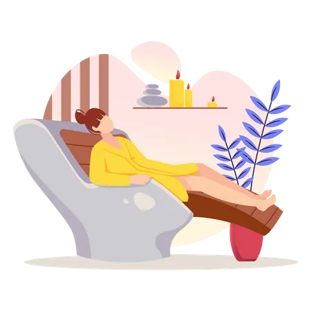 Woman relaxing and receiving care treatments  Illustration