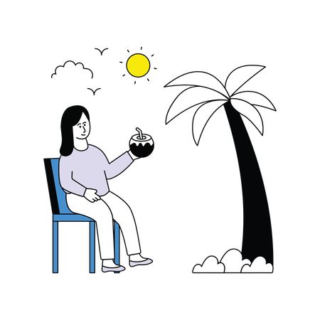 Woman Relaxing At Beach  Illustration