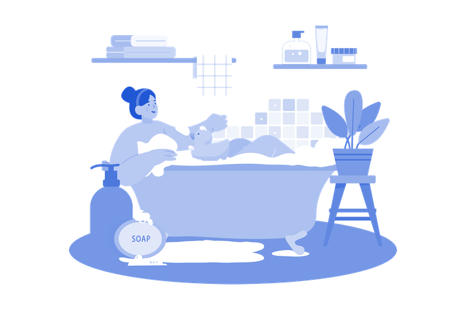 Woman Relaxing at home  Illustration