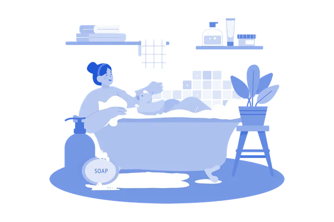 Woman Relaxing At Home Illustration Concept On A White Background Illustration