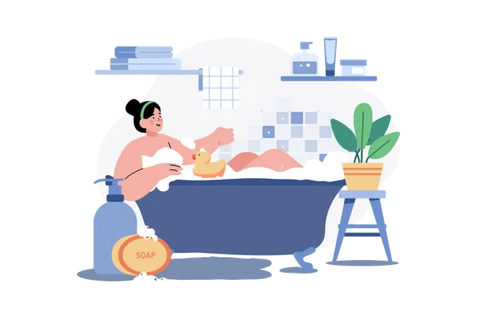 Woman Relaxing at home Illustration
