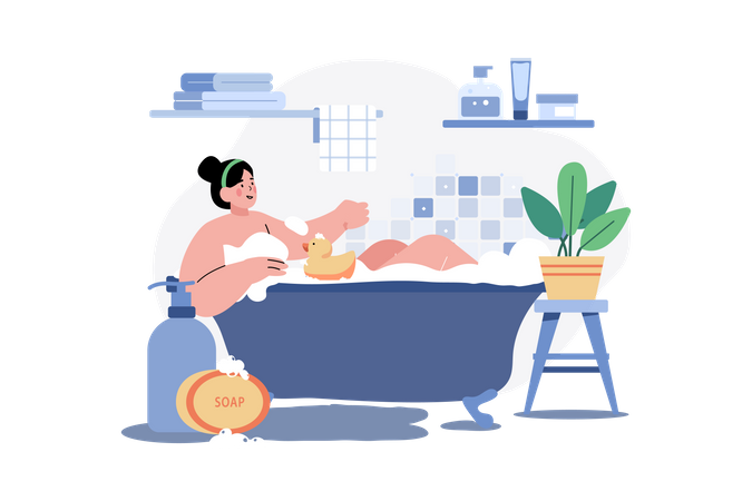 Woman Relaxing at home  Illustration