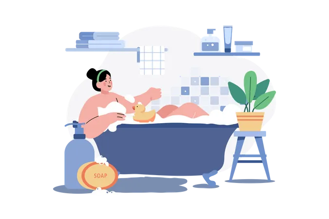 Woman Relaxing at home  Illustration