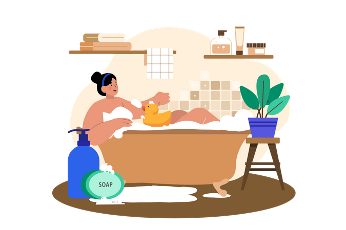 Woman Relaxing at home  Illustration