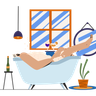 illustrations for female relaxing in bathtub