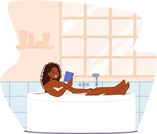 Woman Relaxing in Bathtub Illustration