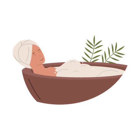 Woman relaxing in bathtub  Illustration