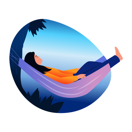 Woman relaxing in hammock  Illustration