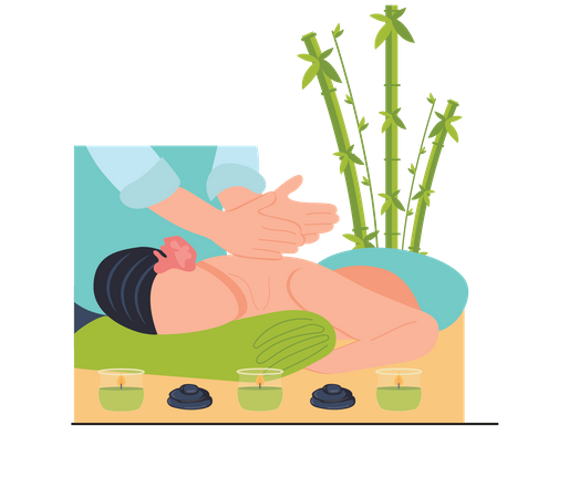 Woman relaxing massage in spa  Illustration