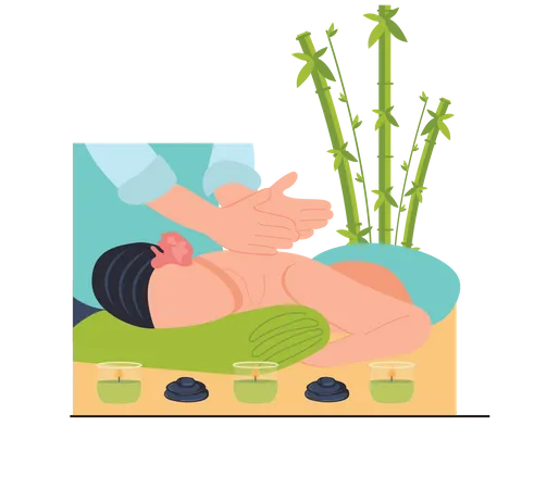 Woman relaxing massage in spa  Illustration