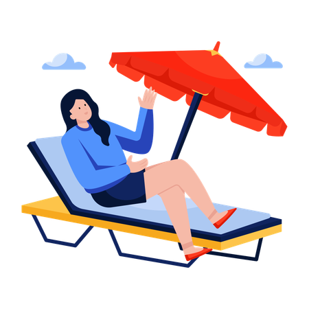 Woman relaxing on Beach chair  Illustration