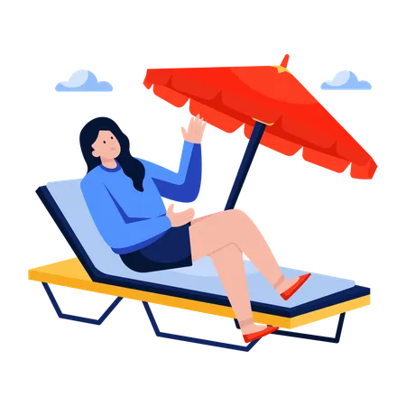 Woman relaxing on Beach chair  Illustration