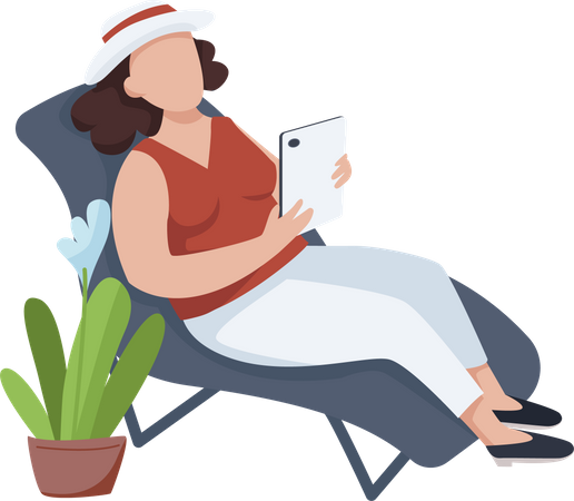 Woman relaxing on chair  Illustration