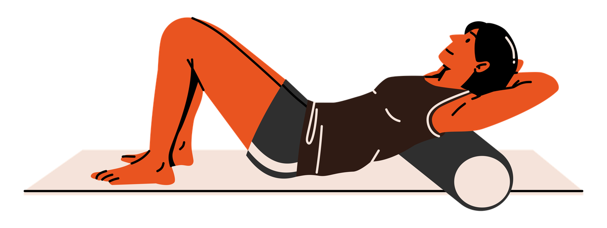 Woman Relaxing on Foam Roller  Illustration