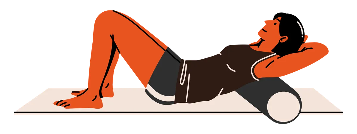 Woman Relaxing on Foam Roller  Illustration