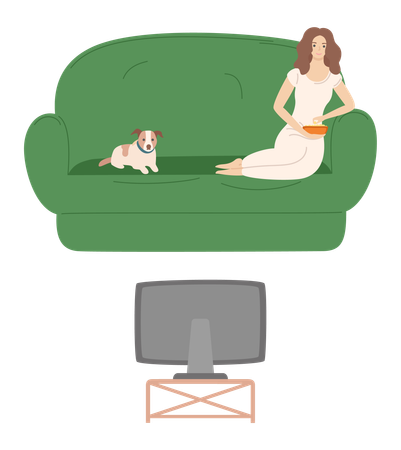 Woman relaxing on sofa  Illustration