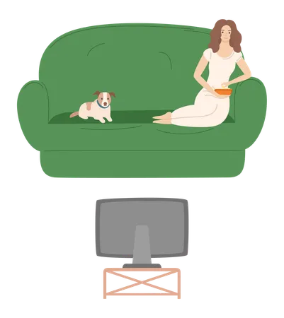 Woman relaxing on sofa  Illustration