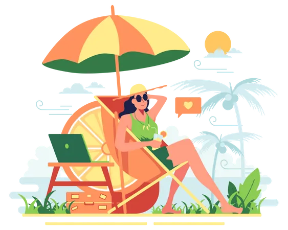 Woman relaxing on vacation Illustration