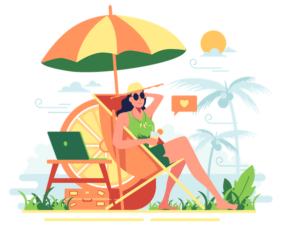 Woman relaxing on vacation  Illustration