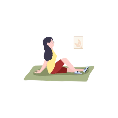 Woman Relaxing on yoga mat  Illustration