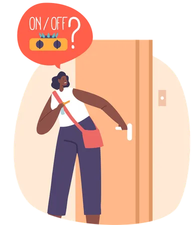 Ocd Woman Reluctantly Leaves Her Home Consumed By Anxiety Over Whether She Turned The Oven Off Her Mind Races With Doubt Battling The Fear Of Potential Disaster Cartoon People Vector Illustration イラスト