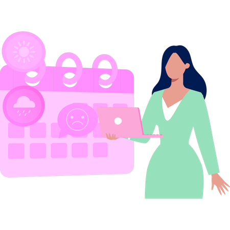 Woman reminders on calendar  Illustration