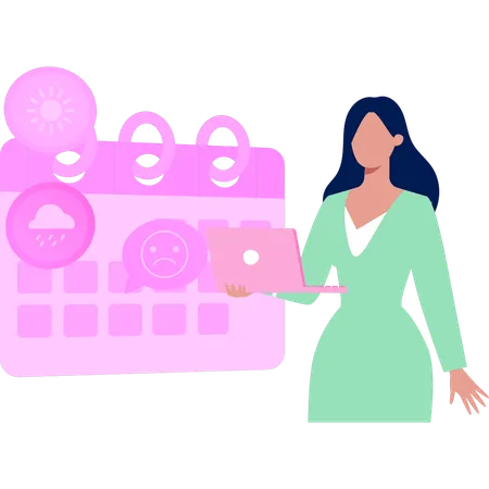 Woman reminders on calendar  Illustration