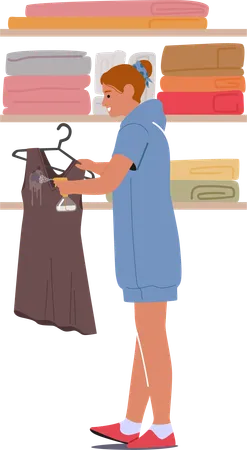 Woman Diligently Treats And Removes Stains From Her Dress Exemplifying Meticulous Care For Her Clothes To Maintain Their Pristine Condition And Enhance Longevity Cartoon People Vector Illustration Illustration
