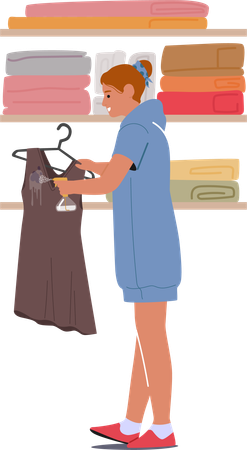 Woman removes stains from her dress  일러스트레이션