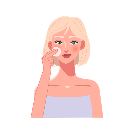 Woman Removing Makeup  Illustration