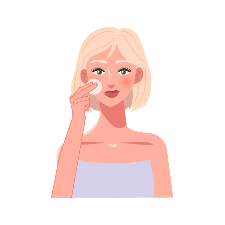 Woman Removing Makeup  Illustration