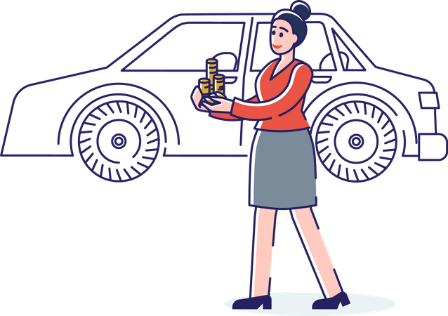 Woman renting a car  Illustration