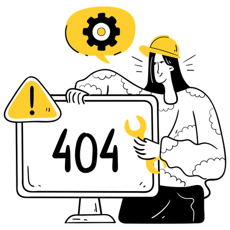 Woman Repairing Broken Website Code  Illustration