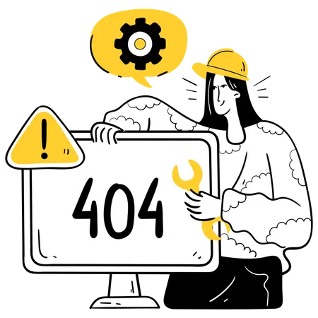 Woman Repairing Broken Website Code  Illustration