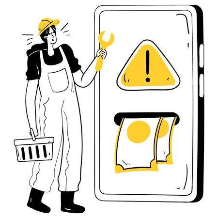 Woman Repairing Digital Payment System  Illustration