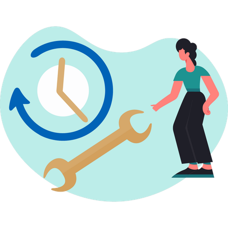 Woman replay time management  Illustration