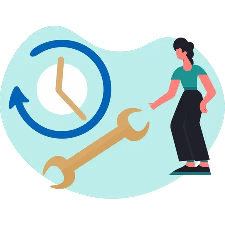 Woman replay time management  Illustration