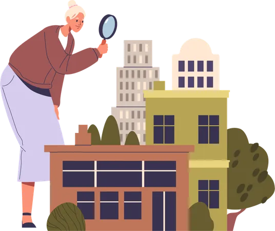 Woman representing home investigation  Illustration