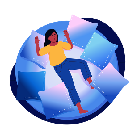 Woman resting in pillow  Illustration